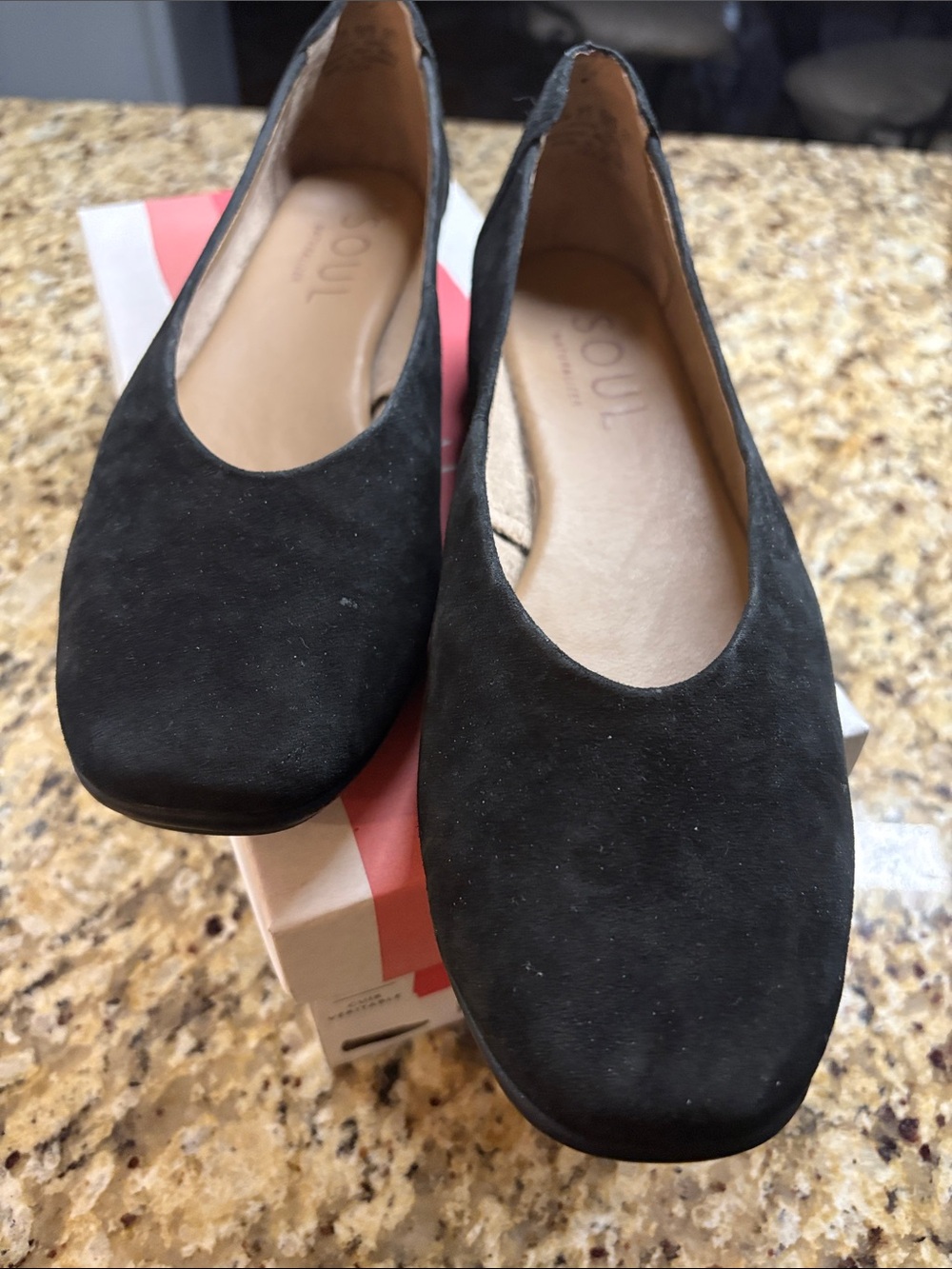 SOUL Naturalizer Black Suede Easy Slip-On Ballet Flats